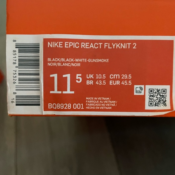 NEW Nike Epic React Flyknit 2 Black Anthracite Running BQ8928-001 Mens - Picture 12 of 12
